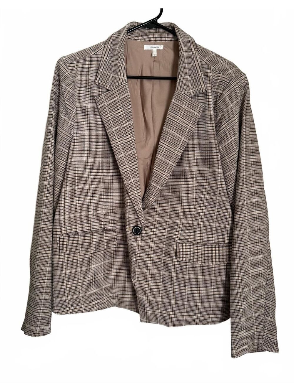 Maurices Women's Blazer Jacket Size 1X Plaid Check City Chic Preppy Office Work